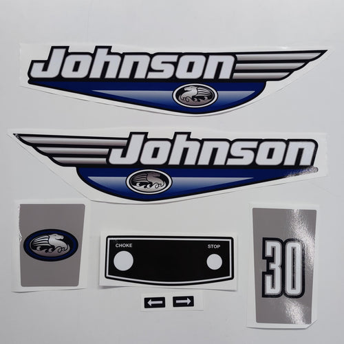 Johnson 30 Outboard (1992 - 2000) Blue Aftermarket Replacement Decal / aufkleber / adesivo / Sticker Set