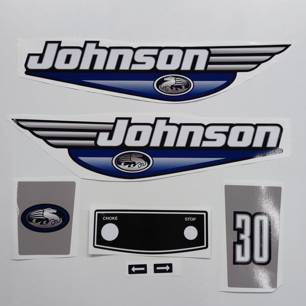Johnson 30 Outboard (1992 - 2000) Blue Aftermarket Replacement Decal / aufkleber / adesivo / Sticker Set