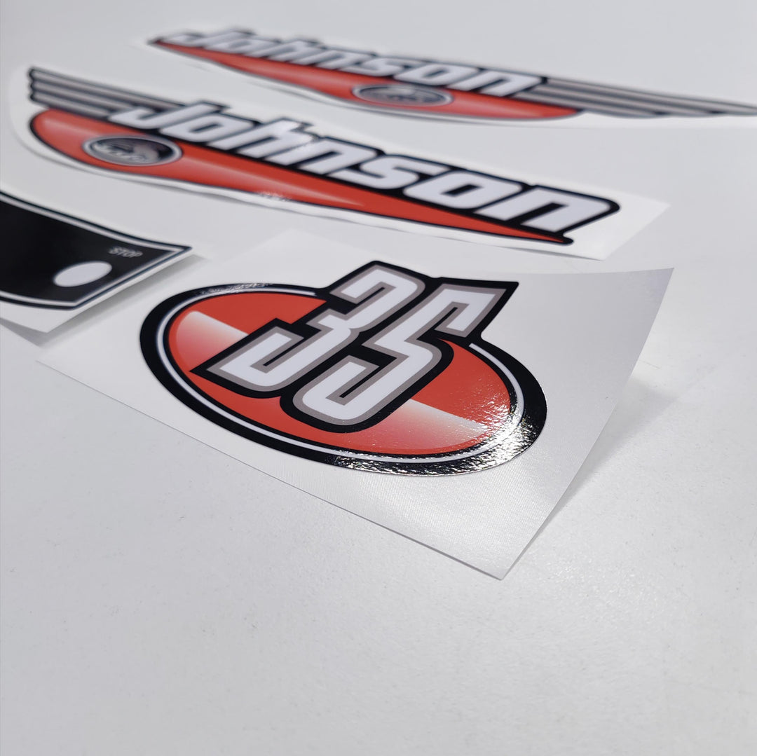 Johnson 35 Outboard (1992 - 2000) Red Aftermarket Replacement Decal / aufkleber / adesivo / Sticker Set