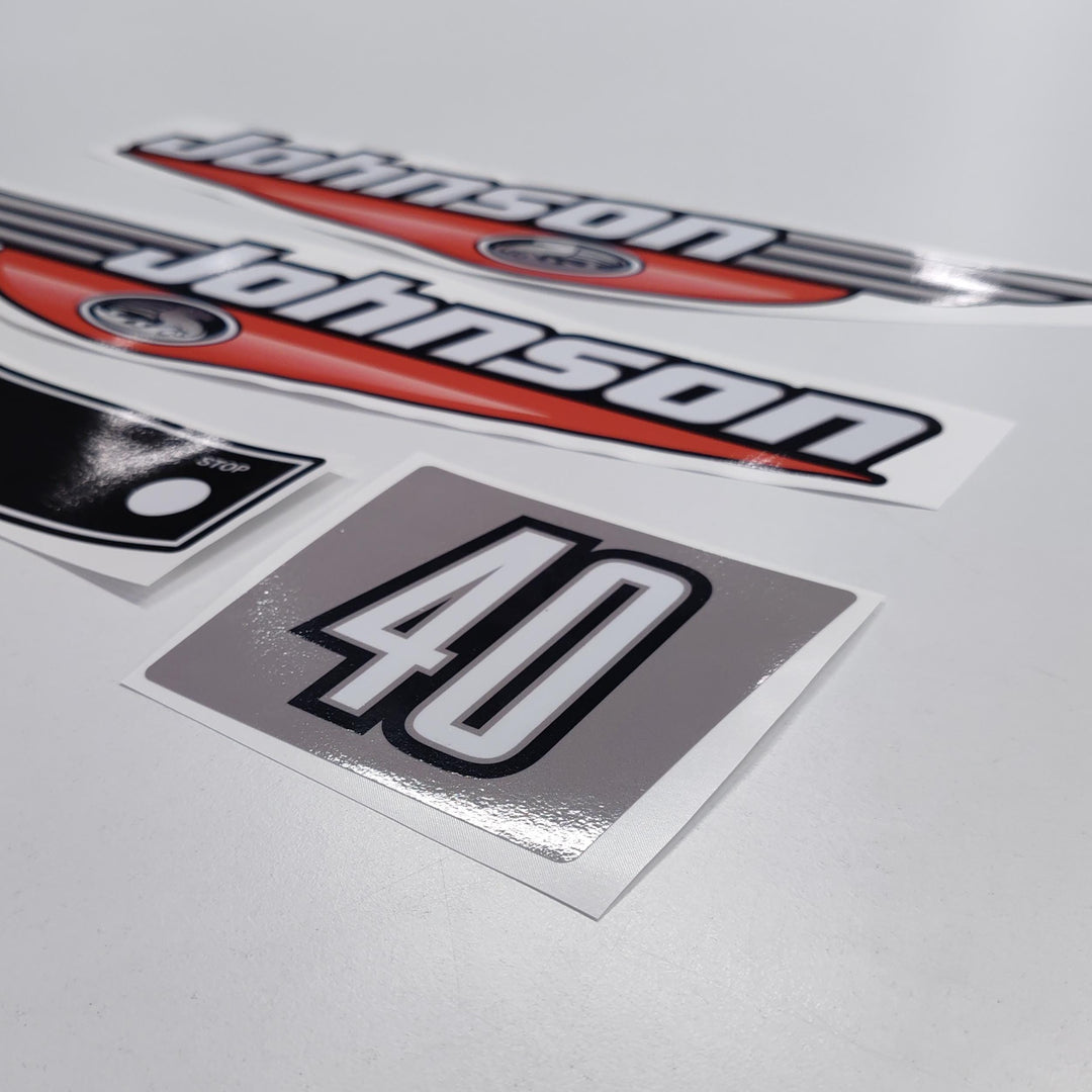 Johnson 40 Outboard (1992 - 2000) Red Aftermarket Decal / aufkleber / adesivo / Sticker Set