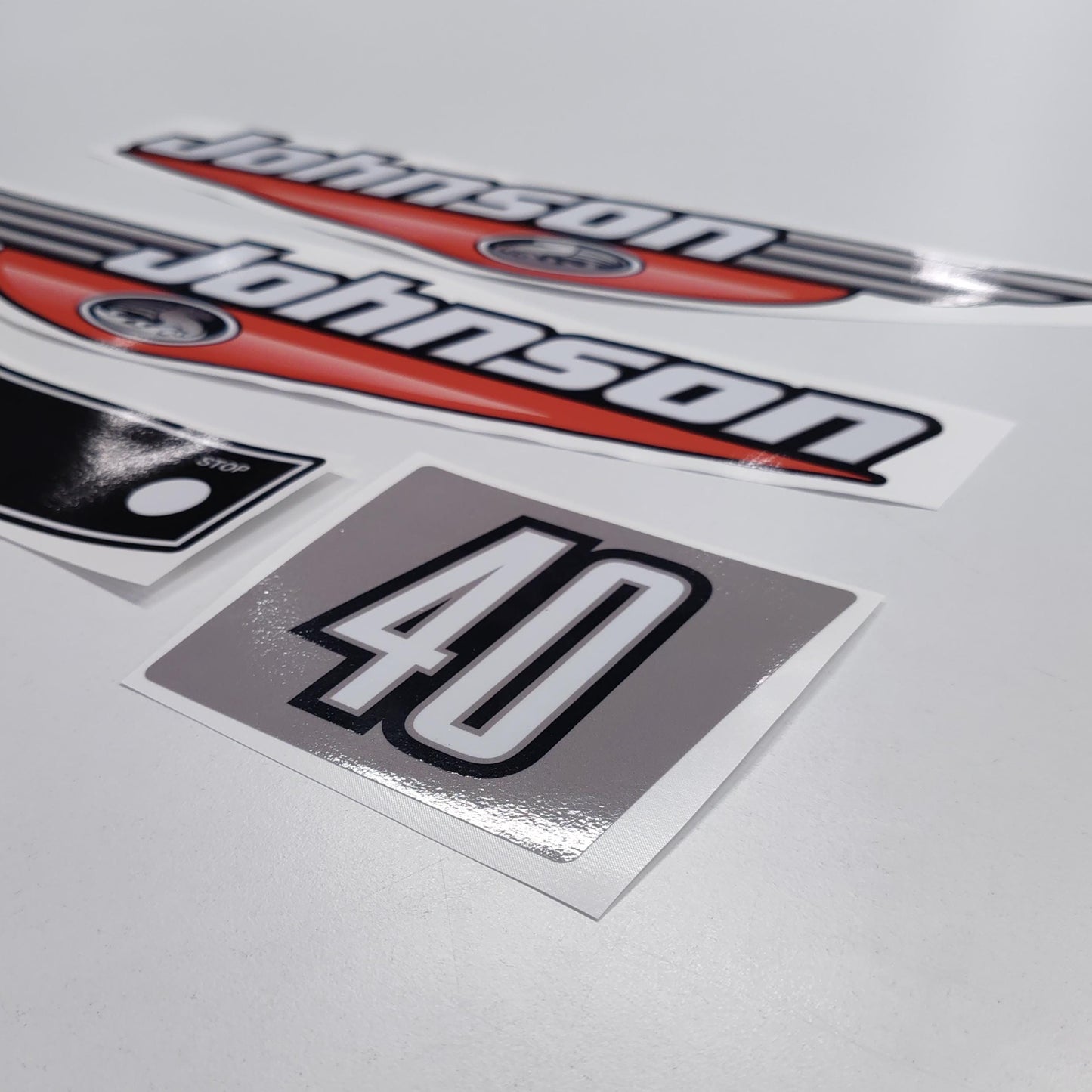 Johnson 40 Outboard (1992 - 2000) Red Aftermarket Decal / aufkleber / adesivo / Sticker Set