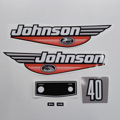 Johnson 40 Outboard (1992 - 2000) Red Aftermarket Decal / aufkleber / adesivo / Sticker Set