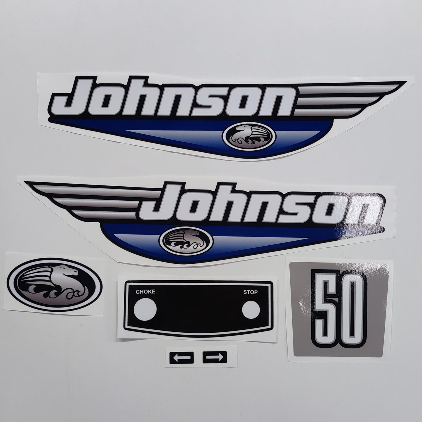 Johnson 50 Outboard (1992 - 2000) Blue Aftermarket Replacement Decal / aufkleber / adesivo / Sticker Set