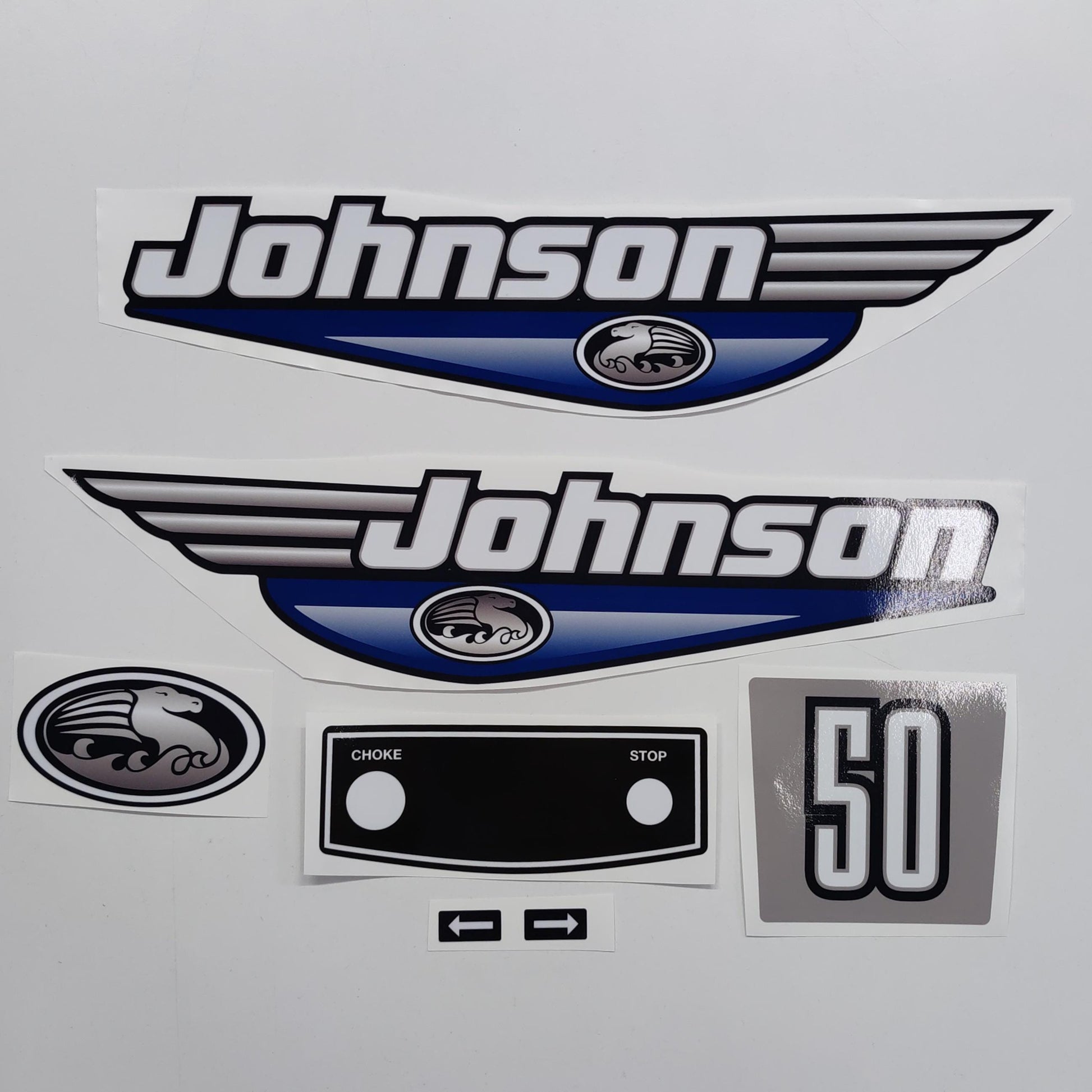 Johnson 50 Outboard (1992 - 2000) Blue Aftermarket Replacement Decal / aufkleber / adesivo / Sticker Set