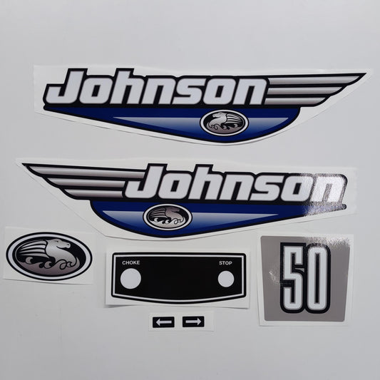 Johnson 50 Outboard (1992 - 2000) Blue Aftermarket Replacement Decal / aufkleber / adesivo / Sticker Set