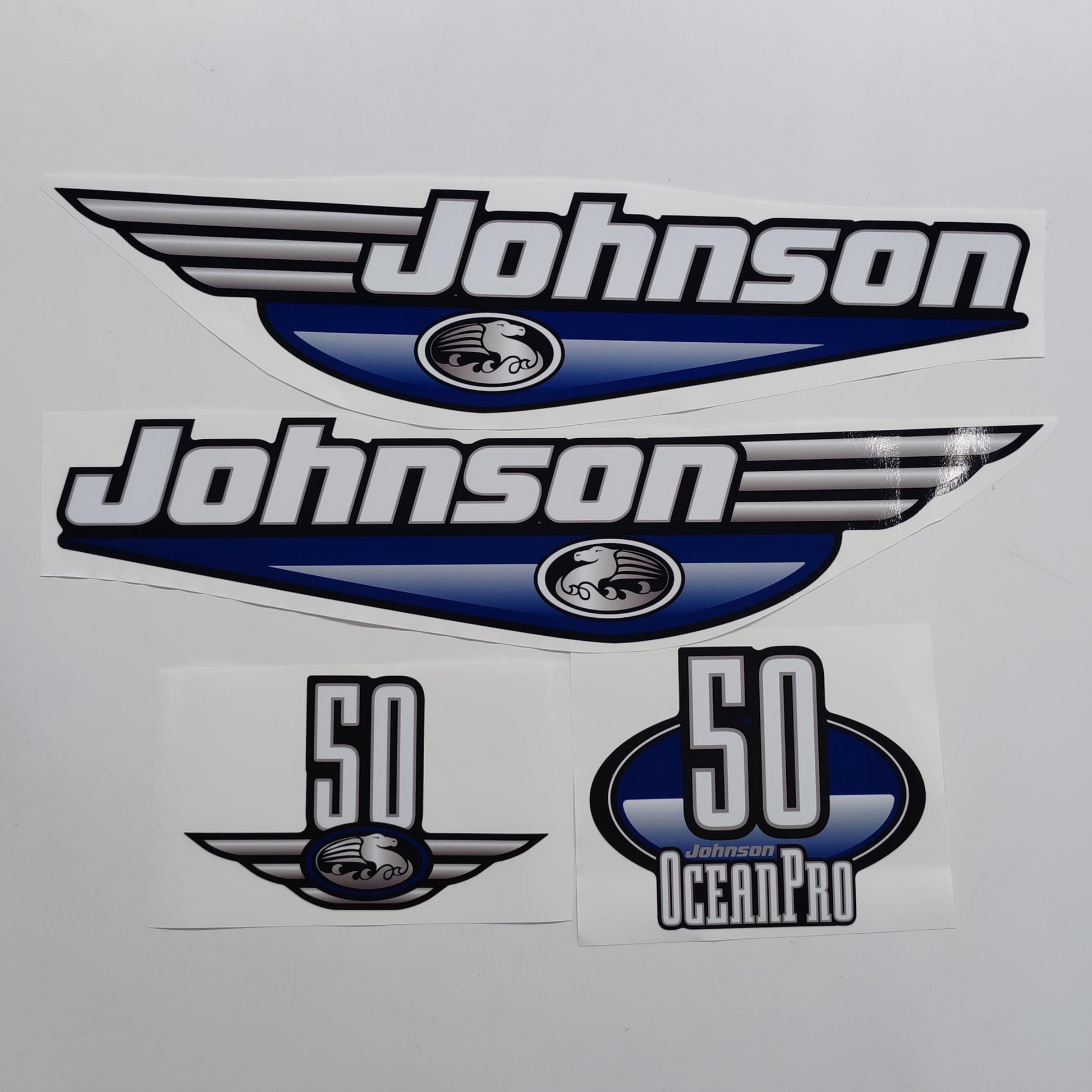 Johnson 50 OceanPro Outboard (1992 - 2000) Blue Aftermarket Replacement Decal / aufkleber / adesivo / Sticker Set