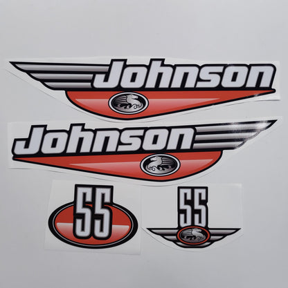 Johnson 55 Outboard (1992 - 2000) Red Aftermarket Replacement Decal / aufkleber / adesivo / Sticker Set
