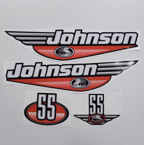 Johnson 55 Outboard (1992 - 2000) Red Aftermarket Replacement Decal / aufkleber / adesivo / Sticker Set
