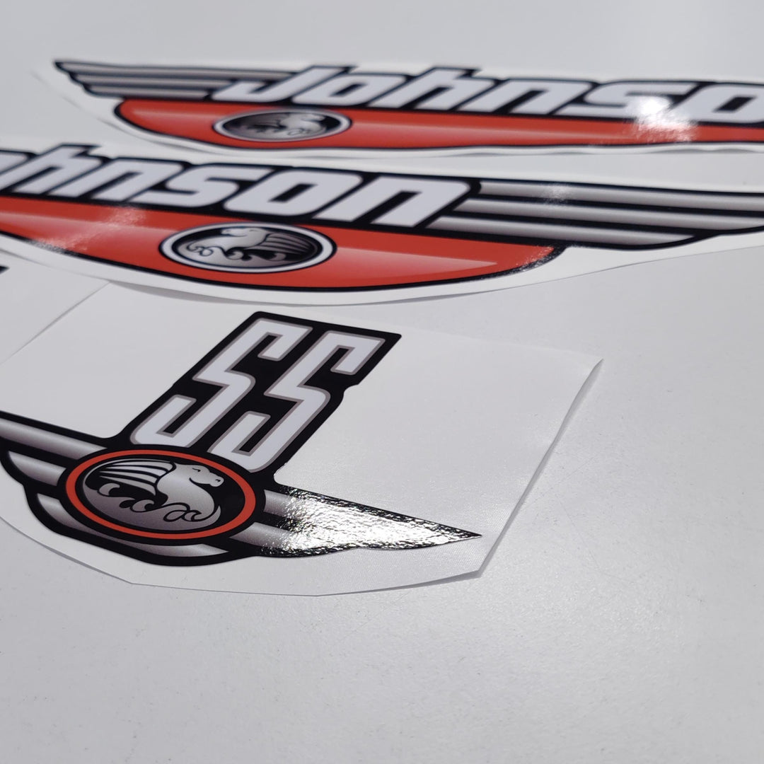 Johnson 55 Outboard (1992 - 2000) Red Aftermarket Replacement Decal / aufkleber / adesivo / Sticker Set