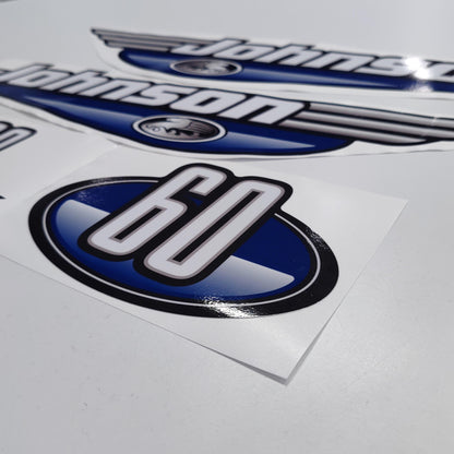 Johnson 60 Outboard (1992 - 2000) Blue Aftermarket Replacement Decal / aufkleber / adesivo / Sticker Set