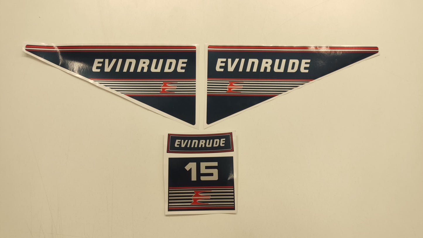 Evinrude 15 (1989-1991) aftermarket replacement decal / aufkleber / adesivo / sticker set