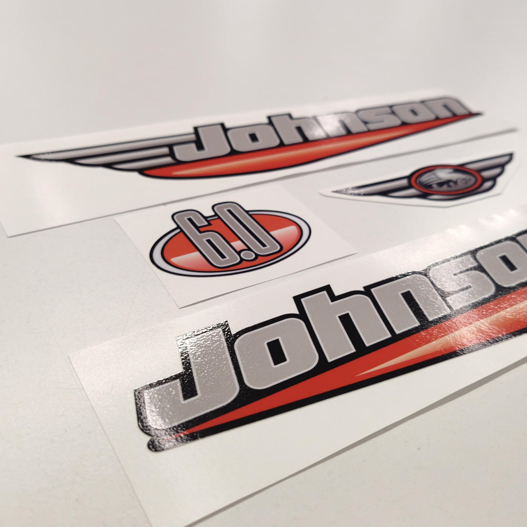 Johnson 6.0 Outboard (1992 - 2000) Red Aftermarket Decal / aufkleber / adesivo / Sticker Set