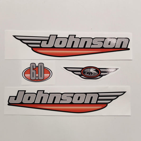 Johnson 6.0 Outboard (1992 - 2000) Red Aftermarket Decal / aufkleber / adesivo / Sticker Set