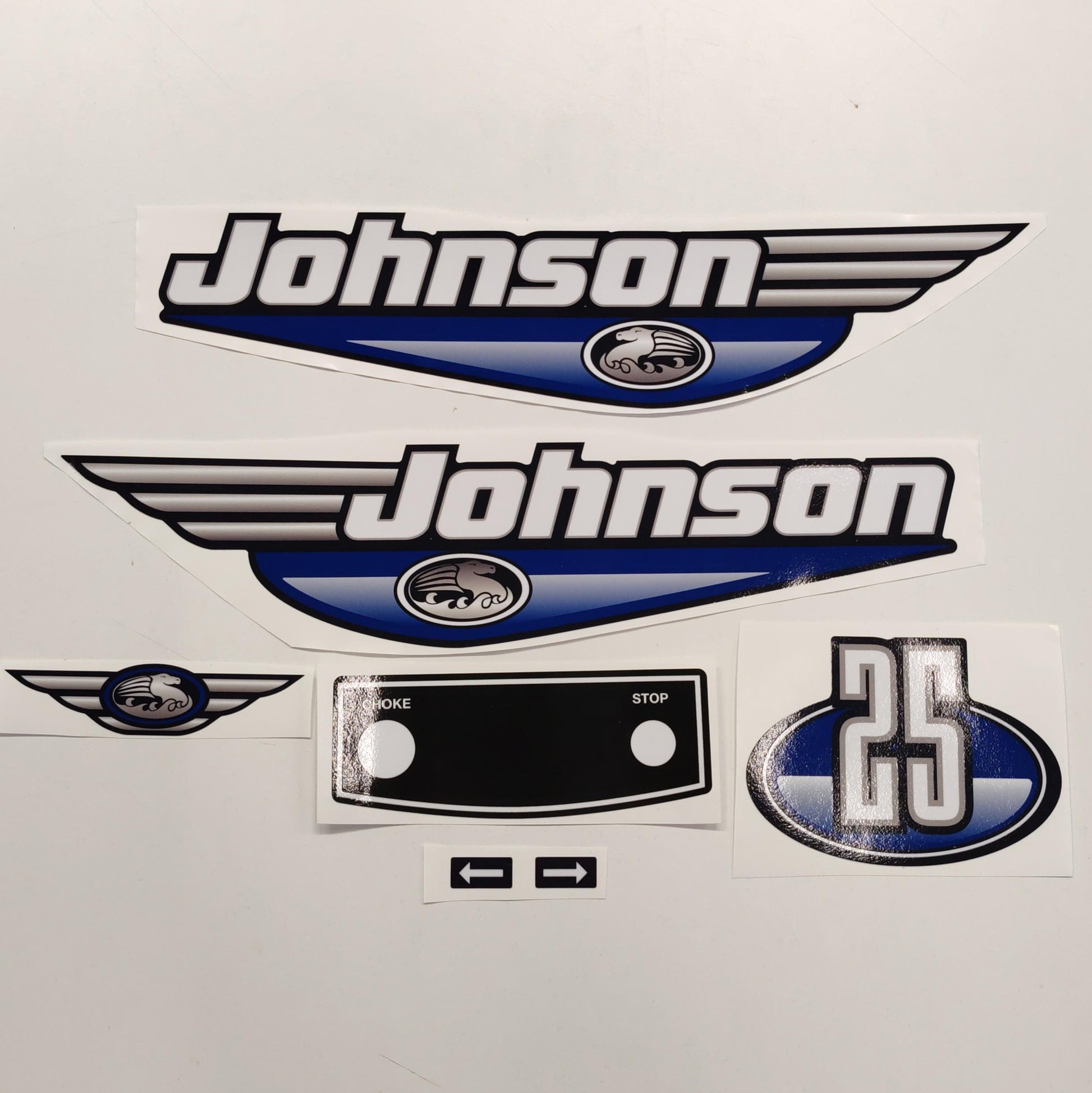 Johnson 25 Outboard (1992 - 2000) Blue Aftermarket Replacement Decal / aufkleber / adesivo / Sticker Set