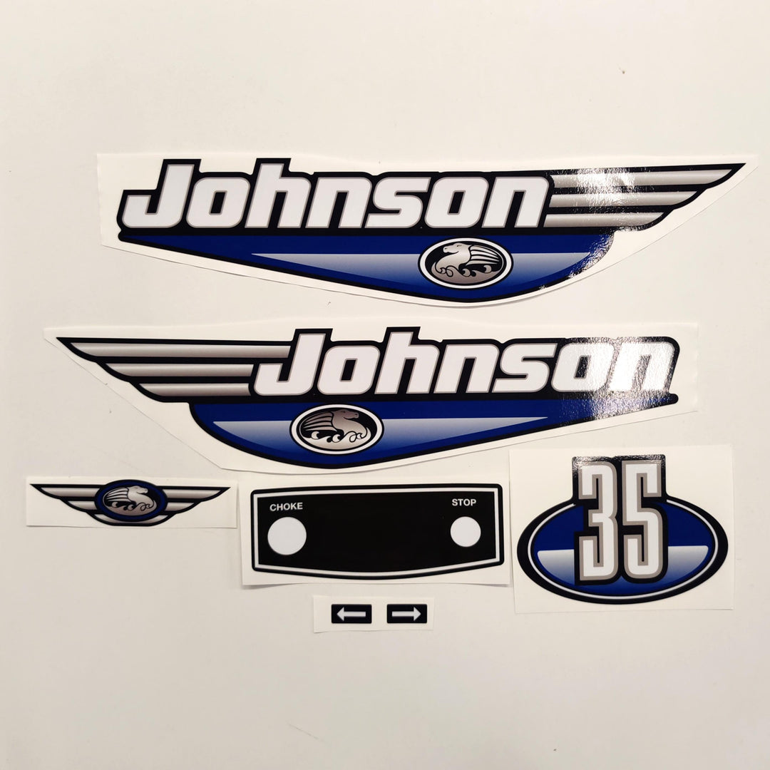 Johnson 35 Outboard (1992 - 2000) Blue Aftermarket Replacement Decal / aufkleber / adesivo / Sticker Set