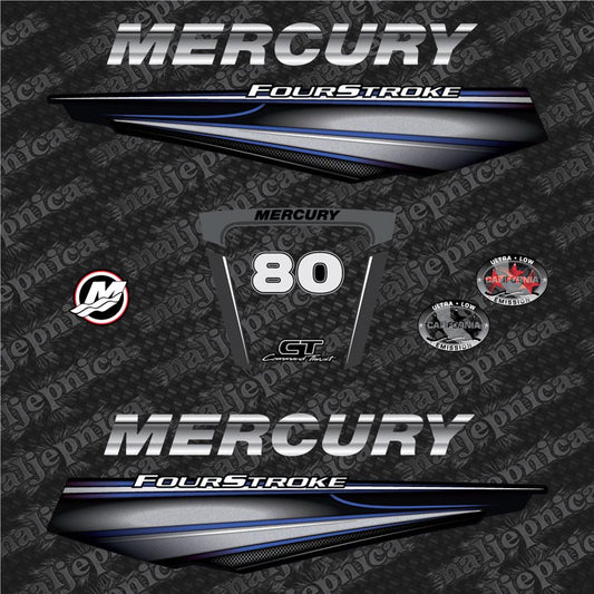 Mercury 80 Four Stroke (2013+) BLUE Aftermarket Replacement Outboard Decals / sticker set