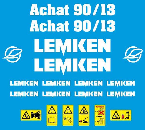 Lemken Achat 90-13 Plow Pflug Aftermarket Replacement decals / aufkleber / adesivo / sticker set
