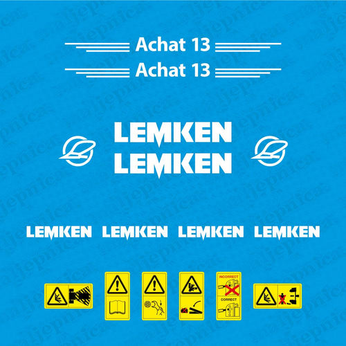 Lemken Achat 13 Plow Pflug Aftermarket Replacement decals / aufkleber / adesivo / sticker set