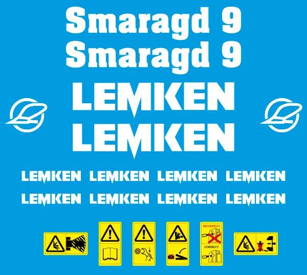 Lemken Smaragd 9 Plow Pflug Aftermarket Replacement decals / aufkleber / adesivo / sticker set
