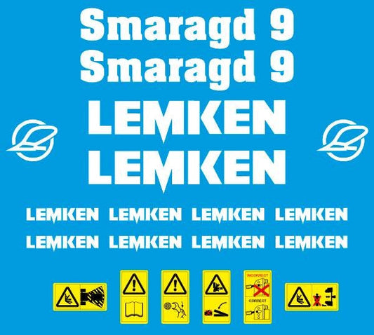Lemken Smaragd 9 Plow Pflug Aftermarket Replacement decals / aufkleber / adesivo / sticker set