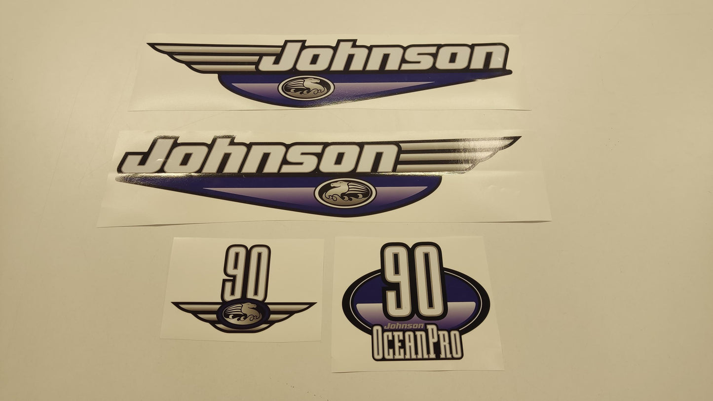 Johnson 90 Ocean Pro Outboard (1992 - 2000) Blue Aftermarket Replacement Decal / aufkleber / adesivo / Sticker Set