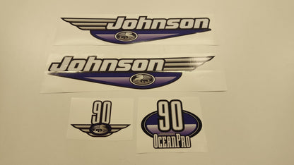 Johnson 90 Ocean Pro Outboard (1992 - 2000) Blue Aftermarket Replacement Decal / aufkleber / adesivo / Sticker Set