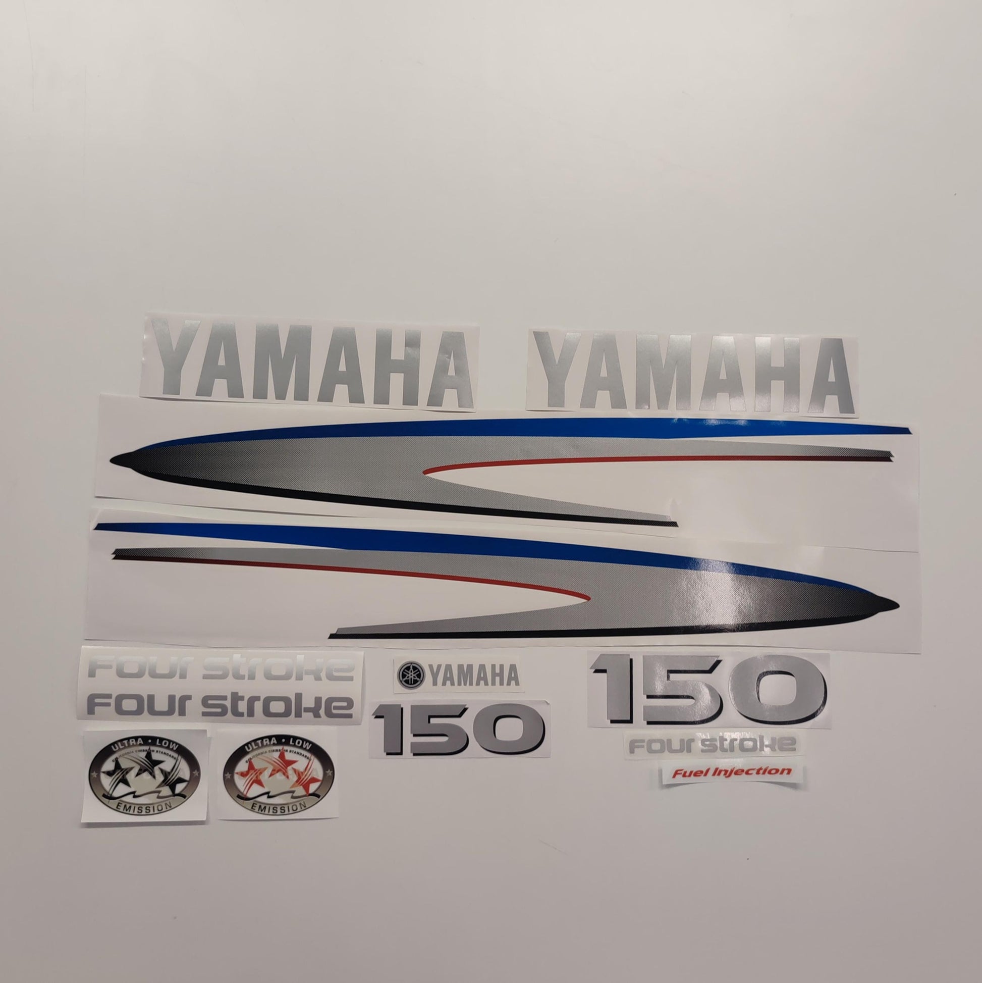 Yamaha 150 Four Stroke SILVER (2002-2006) Aftermarket Replacement Outboard Decal Sticker Set