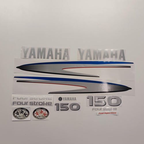 Yamaha 150 Four Stroke SILVER (2002-2006) Aftermarket Replacement Outboard Decal Sticker Set