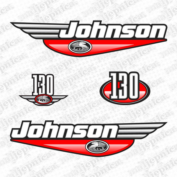 Johnson 130 Outboard (1992 - 2000) RED Aftermarket Replacement Decal / aufkleber / adesivo / Sticker Set