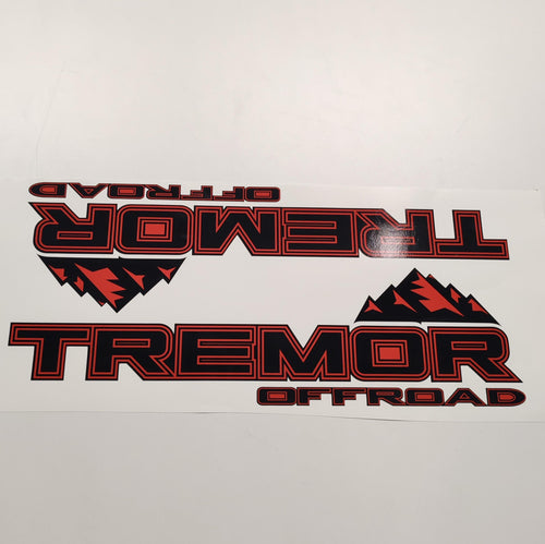 Tremor Offroad Aftermarket Replacement Black Red Decals for Truck Bed Side 2pcs / Sticker Set