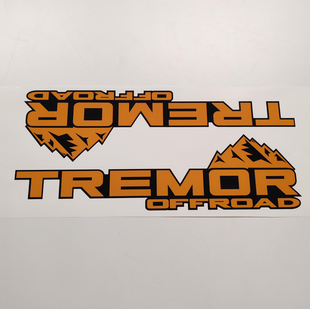 Tremor Offroad Aftermarket Replacement Orange Black Decals for Truck Bed Side 2pcs / Sticker Set