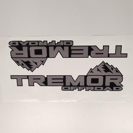 Tremor Offroad Aftermarket Replacement Gray Black Decals for Truck Bed Side 2pcs / Sticker Set