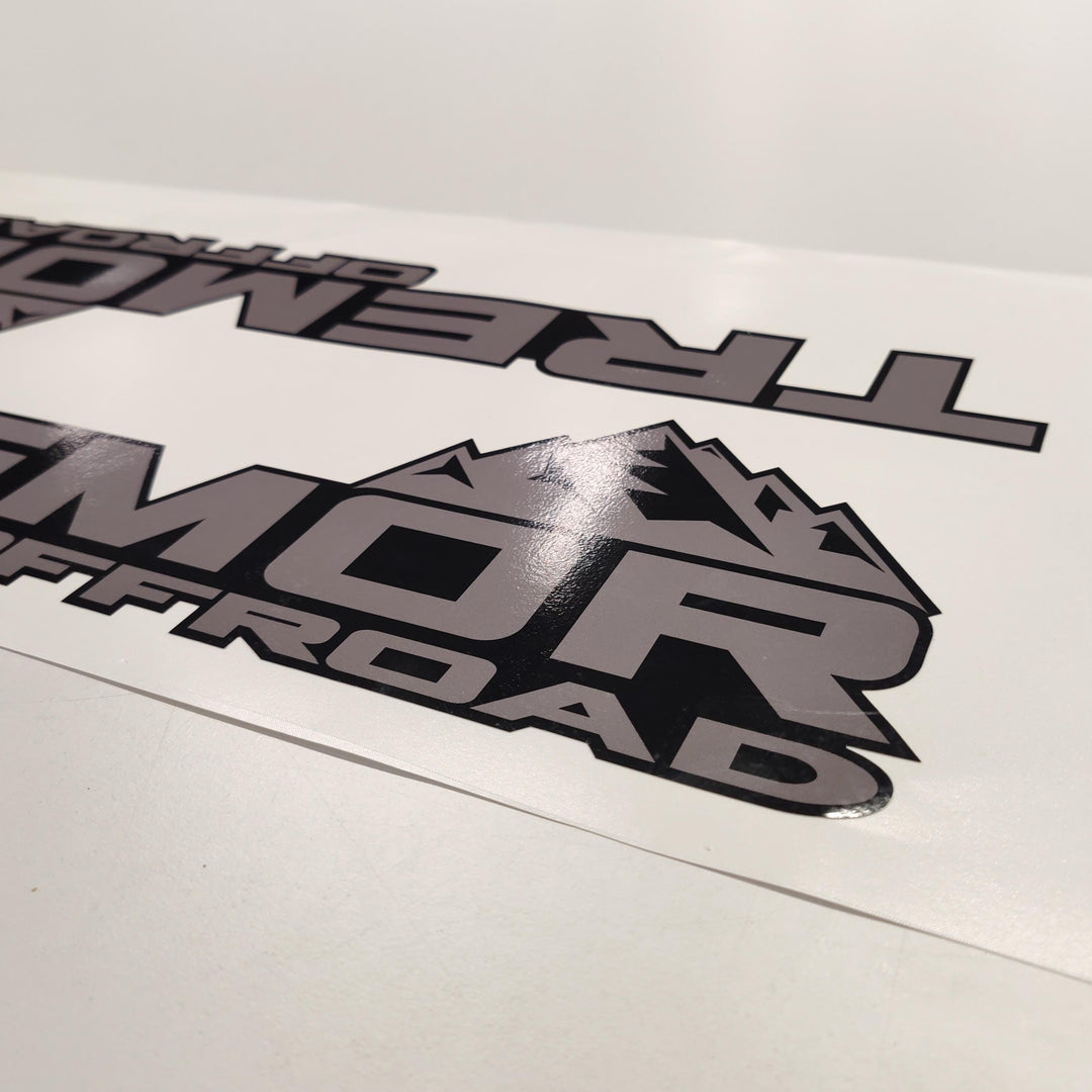 Tremor Offroad Aftermarket Replacement Gray Black Decals for Truck Bed Side 2pcs / Sticker Set