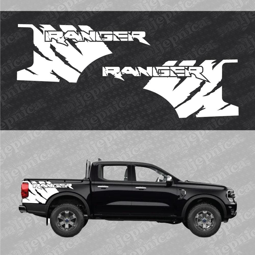 Aftermarket Replacement Decals to fit Ford Ranger FANG White for Truck Bed Side 2pcs / Sticker Set
