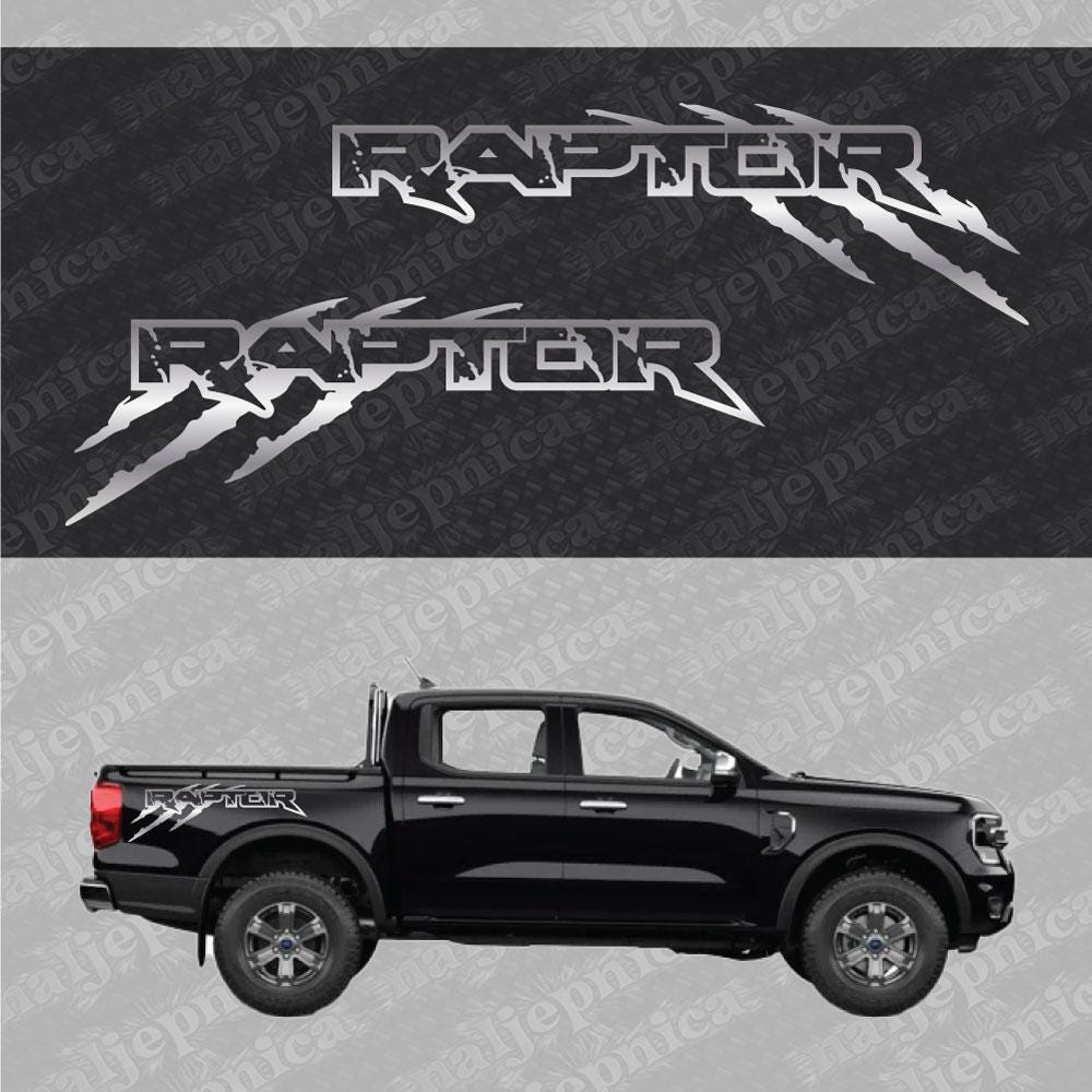 Aftermarket Replacement Decals to fit Ford Raptor CLAW Silver for Truck Bed Side 2pcs / Sticker Set