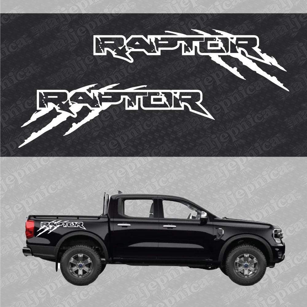 Aftermarket Replacement Decals to fit Ford Raptor CLAW White for Truck Bed Side 2pcs / Sticker Set