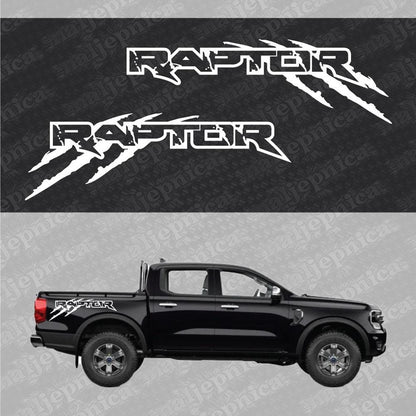 Aftermarket Replacement Decals to fit Ford Raptor CLAW White for Truck Bed Side 2pcs / Sticker Set