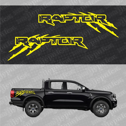 Aftermarket Replacement Decals to fit Ford Raptor CLAW Yellow for Truck Bed Side 2pcs / Sticker Set