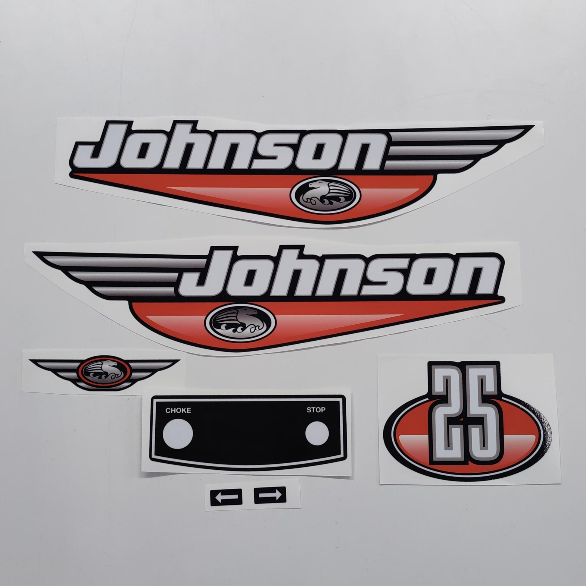 Johnson 25 Outboard (1992 - 2000) Red Aftermarket Replacement Decal / aufkleber / adesivo / Sticker Set