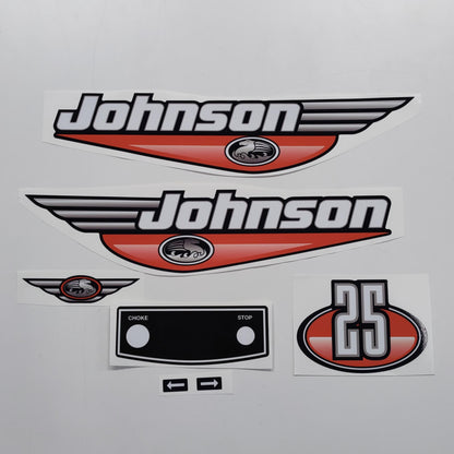 Johnson 25 Outboard (1992 - 2000) Red Aftermarket Replacement Decal / aufkleber / adesivo / Sticker Set
