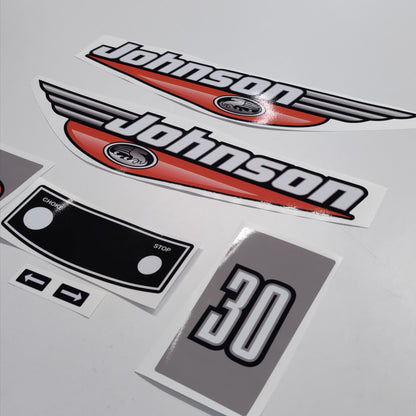 Johnson 30 Outboard (1992 - 2000) Red Aftermarket Replacement Decal / aufkleber / adesivo / Sticker Set