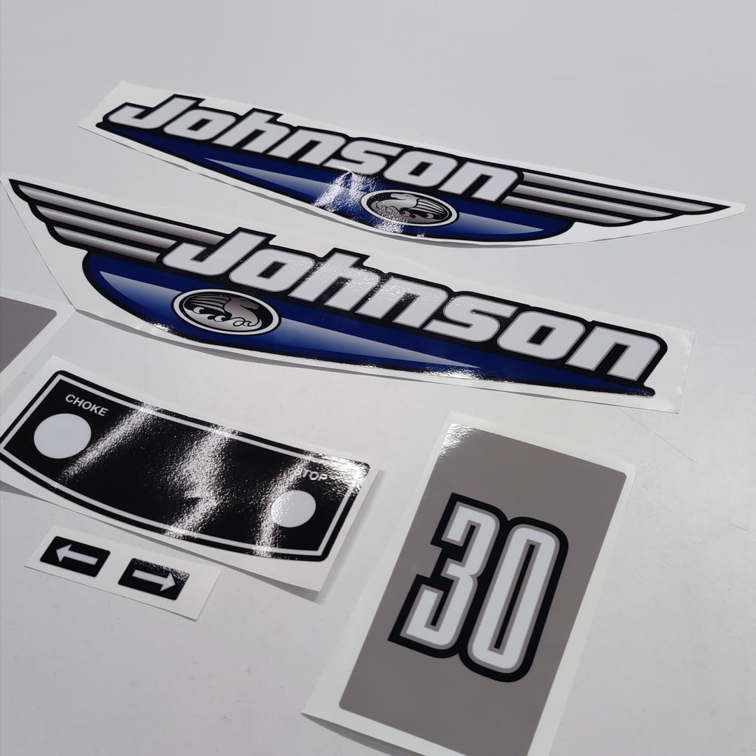 Johnson 30 Outboard (1992 - 2000) Blue Aftermarket Replacement Decal / aufkleber / adesivo / Sticker Set