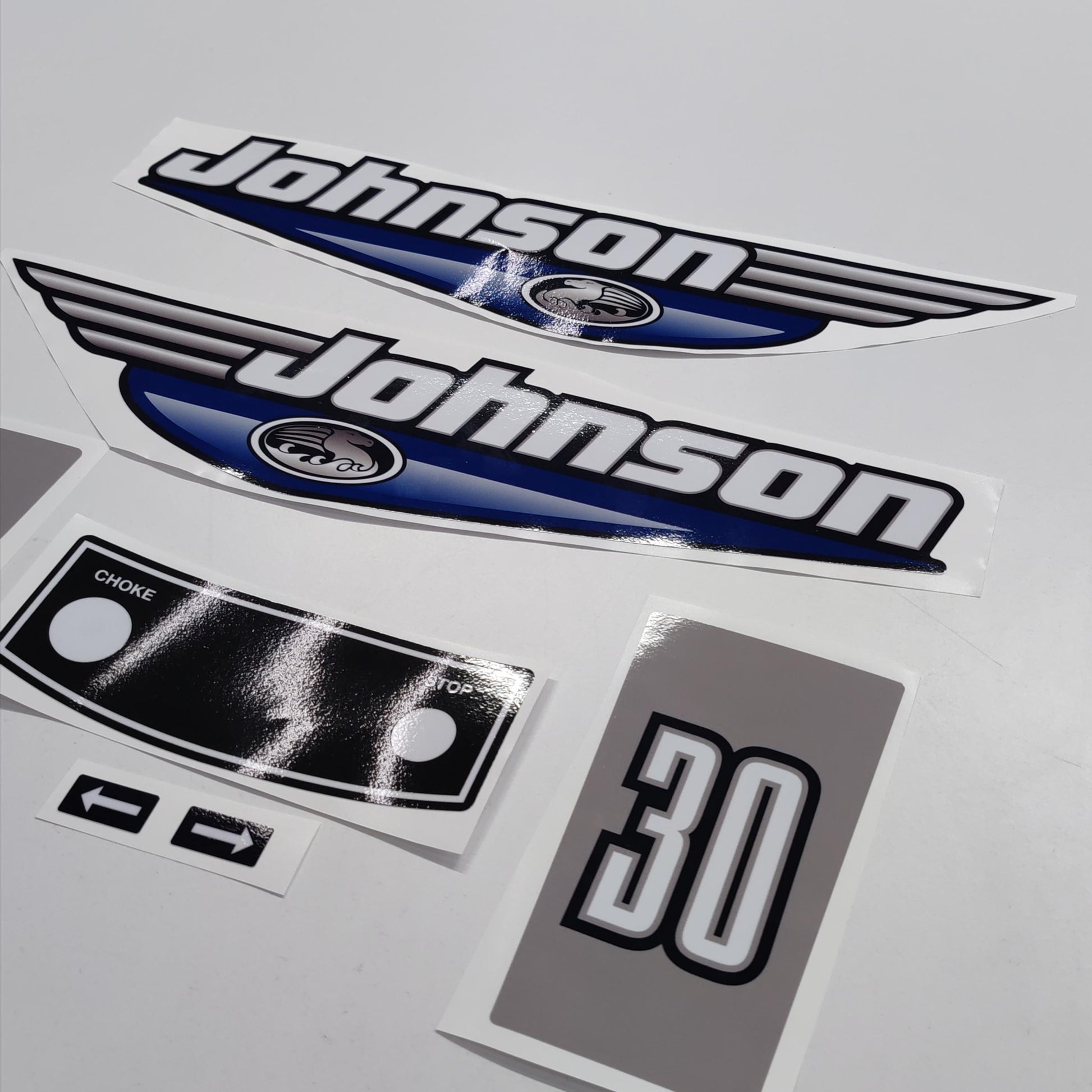 Johnson 30 Outboard (1992 - 2000) Blue Aftermarket Replacement Decal / aufkleber / adesivo / Sticker Set