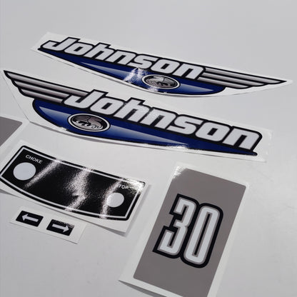 Johnson 30 Outboard (1992 - 2000) Blue Aftermarket Replacement Decal / aufkleber / adesivo / Sticker Set