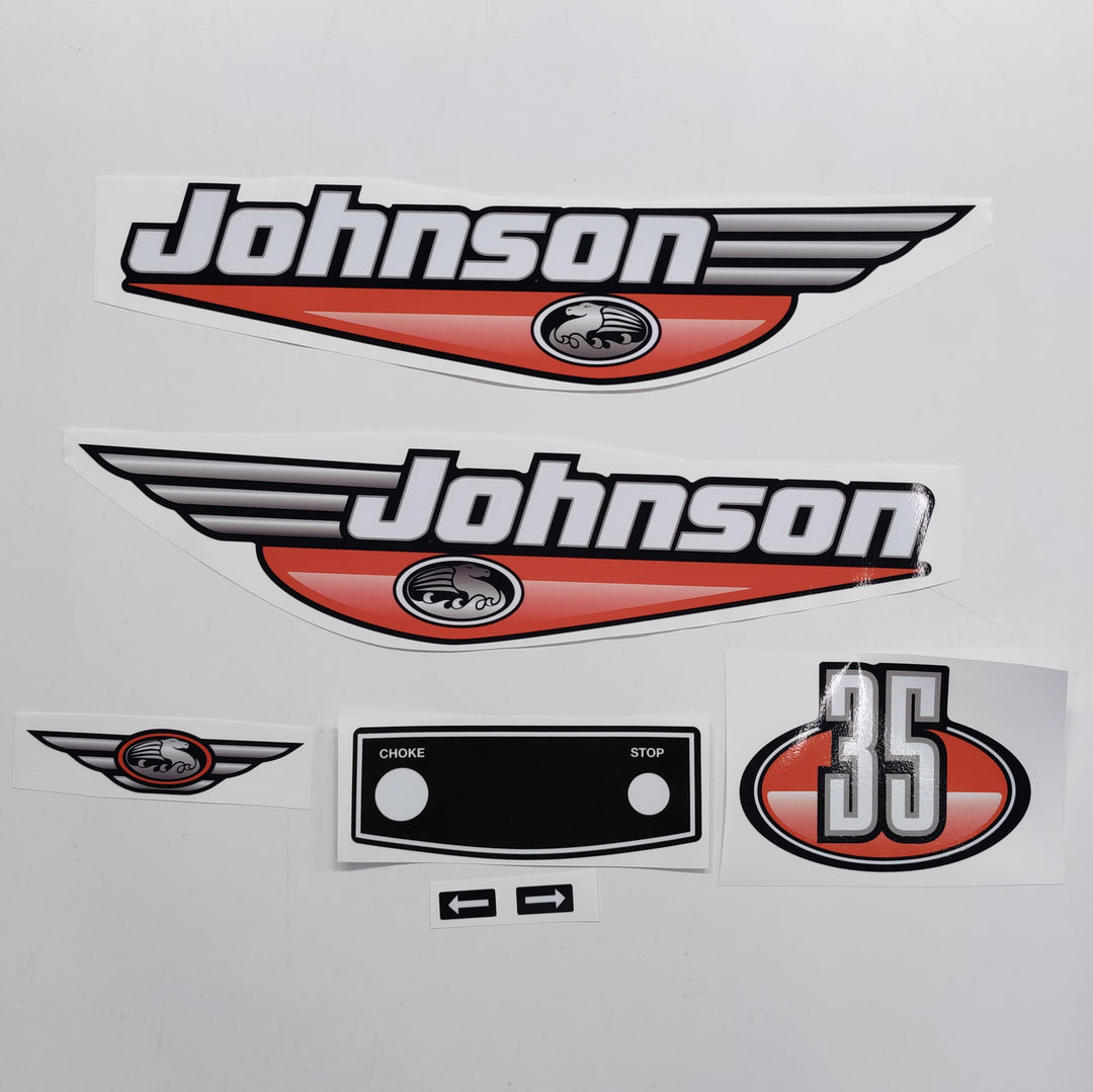 Johnson 35 Outboard (1992 - 2000) Red Aftermarket Replacement Decal / aufkleber / adesivo / Sticker Set