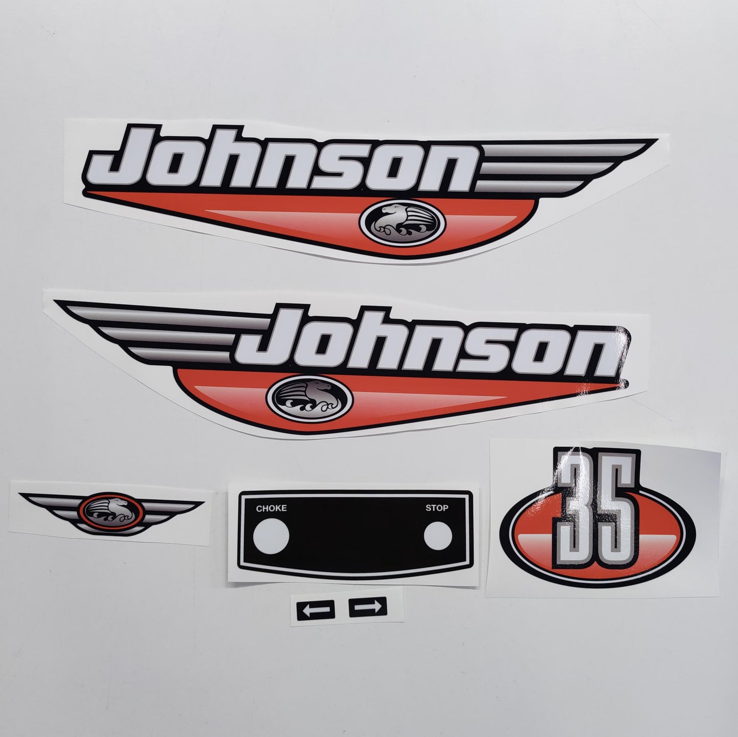Johnson 35 Outboard (1992 - 2000) Red Aftermarket Replacement Decal / aufkleber / adesivo / Sticker Set