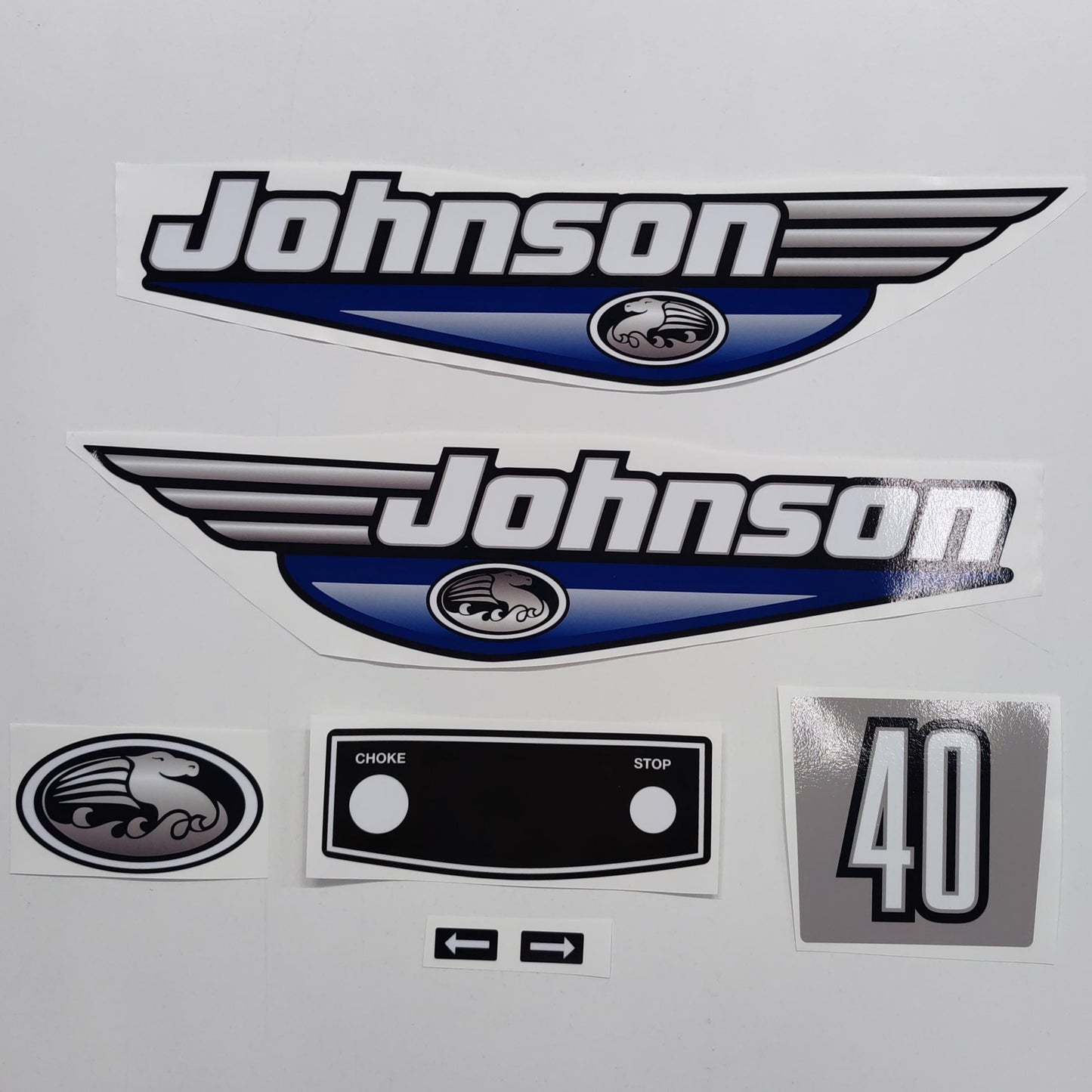 Johnson 40 Outboard (1992 - 2000) Blue Aftermarket Decal / aufkleber / adesivo / Sticker Set