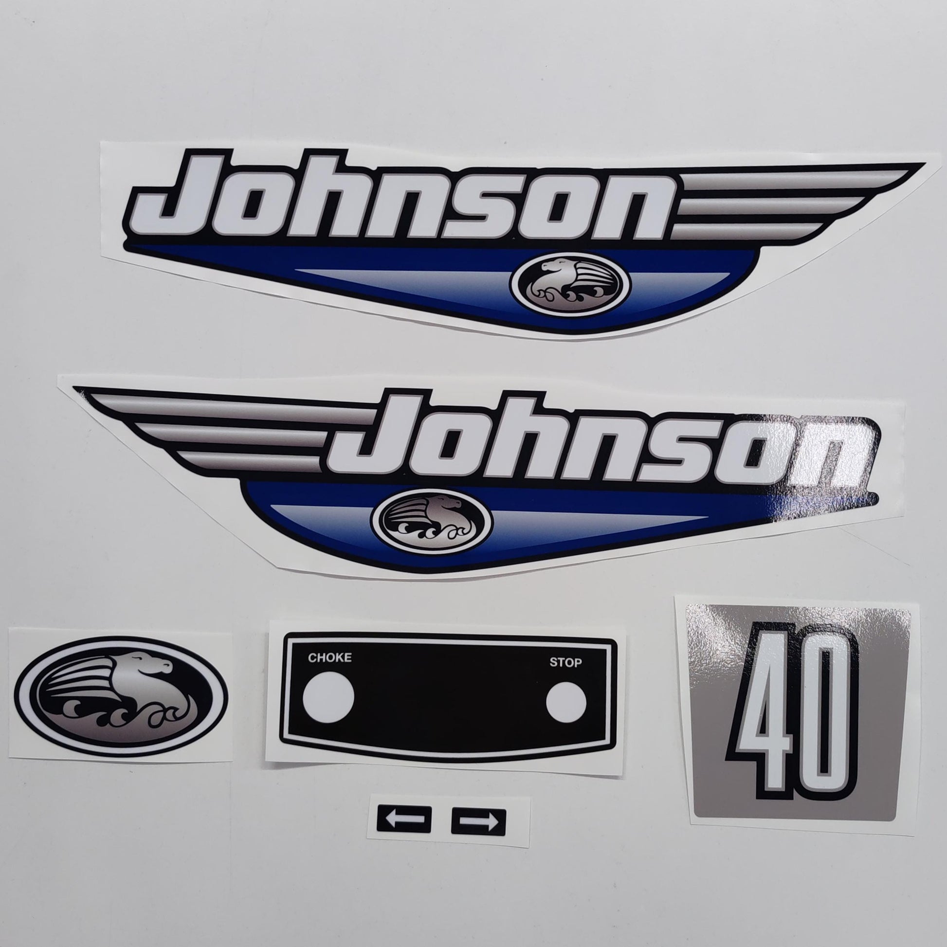 Johnson 40 Outboard (1992 - 2000) Blue Aftermarket Decal / aufkleber / adesivo / Sticker Set