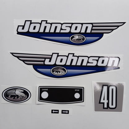 Johnson 40 Outboard (1992 - 2000) Blue Aftermarket Decal / aufkleber / adesivo / Sticker Set