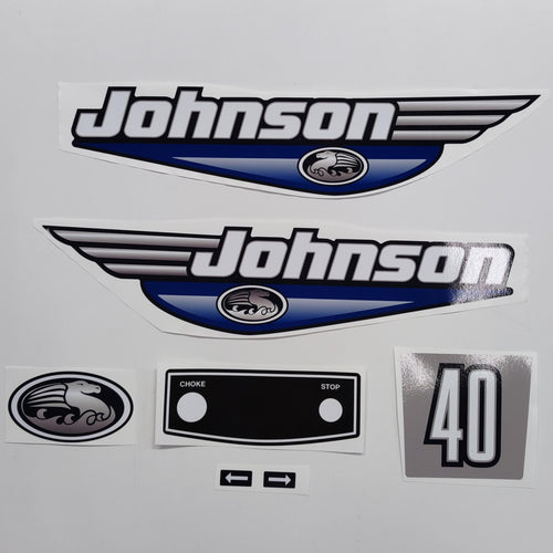 Johnson 40 Outboard (1992 - 2000) Blue Aftermarket Decal / aufkleber / adesivo / Sticker Set